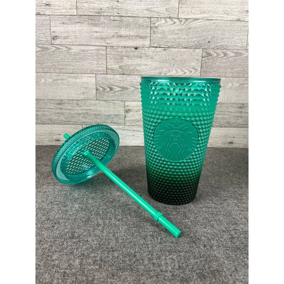 Starbucks 2022 WAXBERRY Green Mint STUDDED Ombré Tumbler Grande NEW Holiday Cup - Picture 5 of 7
